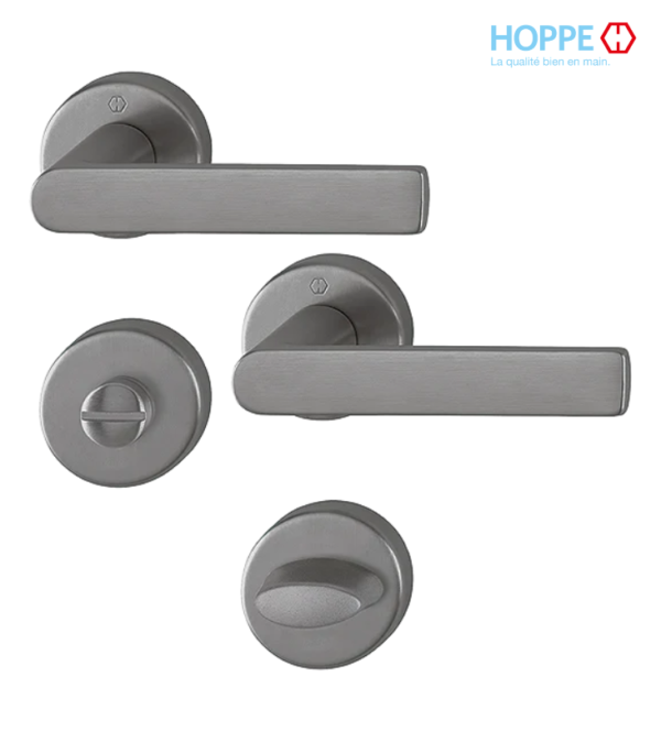 Poignée de porte HOPPE Los Angeles en laiton pour porte intérieure – Porte salle de bain / Anthracite satiné