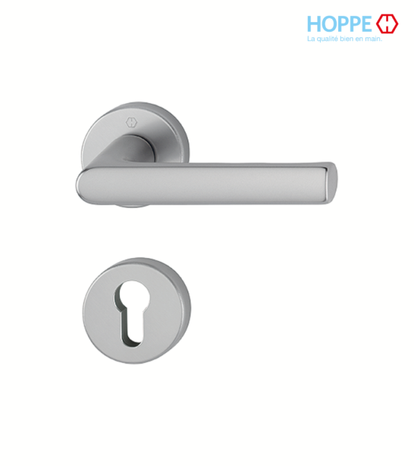 Poignée de porte HOPPE Hamburg en aluminium pour porte intérieure / Aspect argent