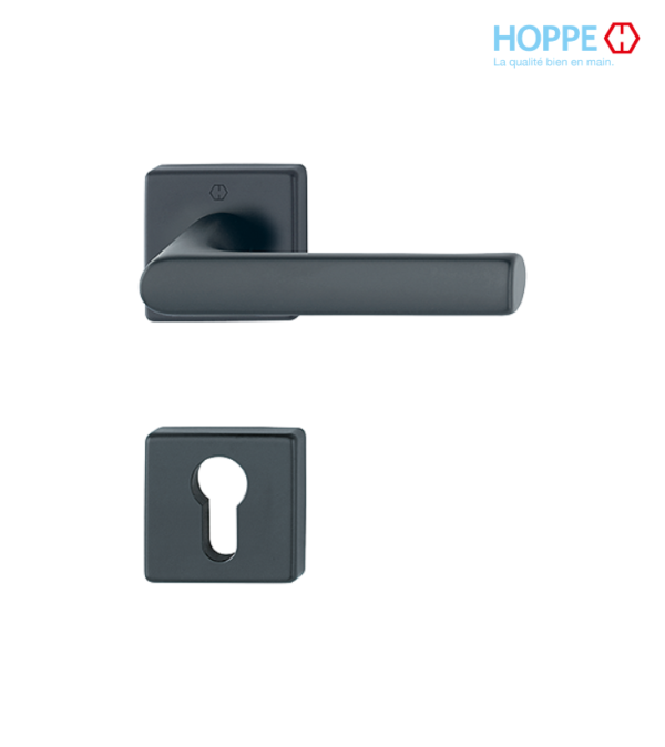 Poignée de porte HOPPE Hamburg en aluminium pour porte intérieure / Noir mat