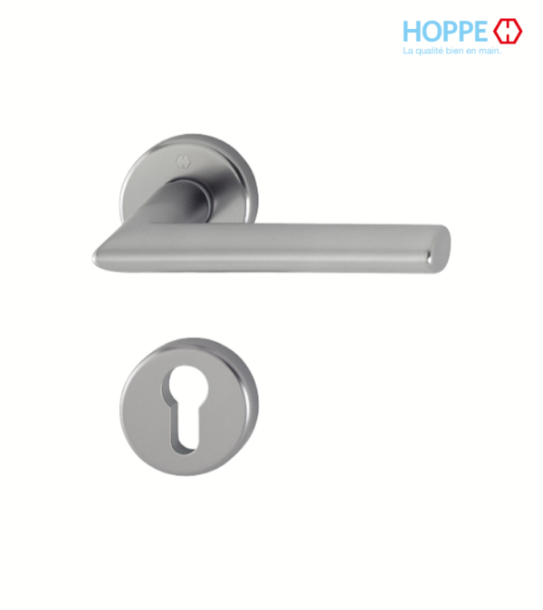 Poignée de porte HOPPE Stockholm en aluminium pour porte intérieure / Aspect argent