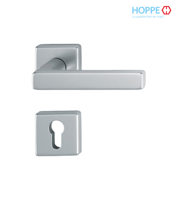 Poignée de porte HOPPE Dallas en laiton pour porte intérieure / Aspect argent