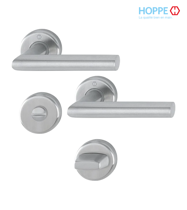 Poignée de porte HOPPE Utrecht en inox pour porte intérieure – Porte salle de bain