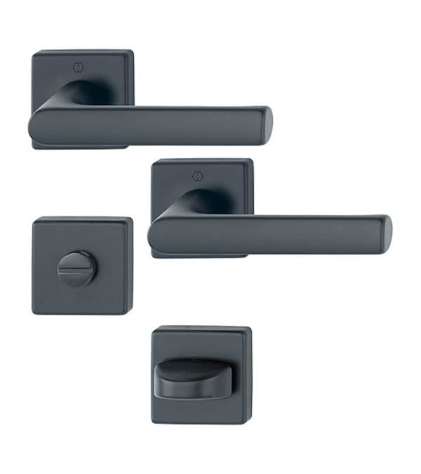 Poignée de porte HOPPE Hamburg en aluminium pour porte intérieure – Porte salle de bain / Noir mat