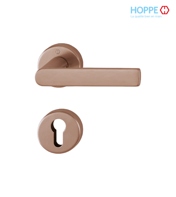 Poignée de porte HOPPE Los Angeles en laiton pour porte intérieure / Cuivre satiné