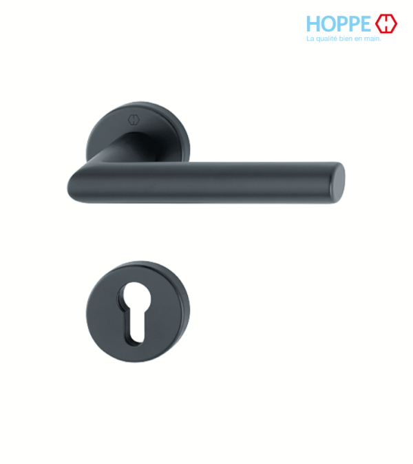 Poignée de porte HOPPE Amsterdam en aluminium pour porte intérieure / Noir mat