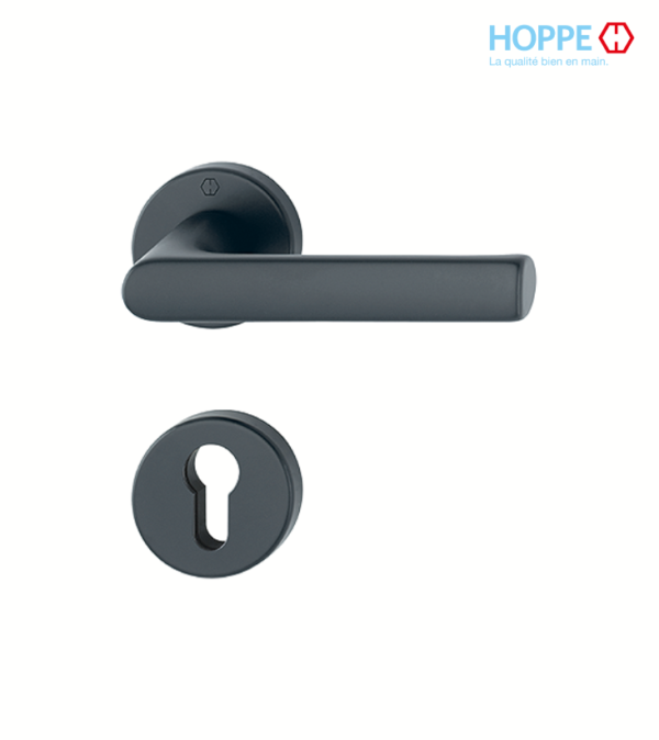 Poignée de porte HOPPE Hamburg en aluminium pour porte intérieure / Noir mat