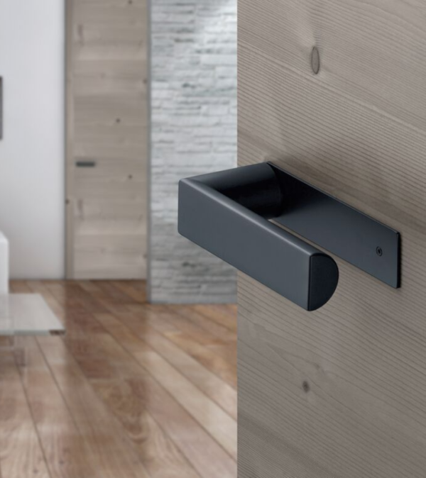 Poignée de porte HOPPE Miami avec plaque en inox – Noir mat