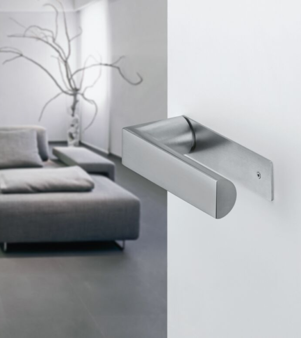 Poignée de porte HOPPE Miami avec plaque en inox – Inox mat